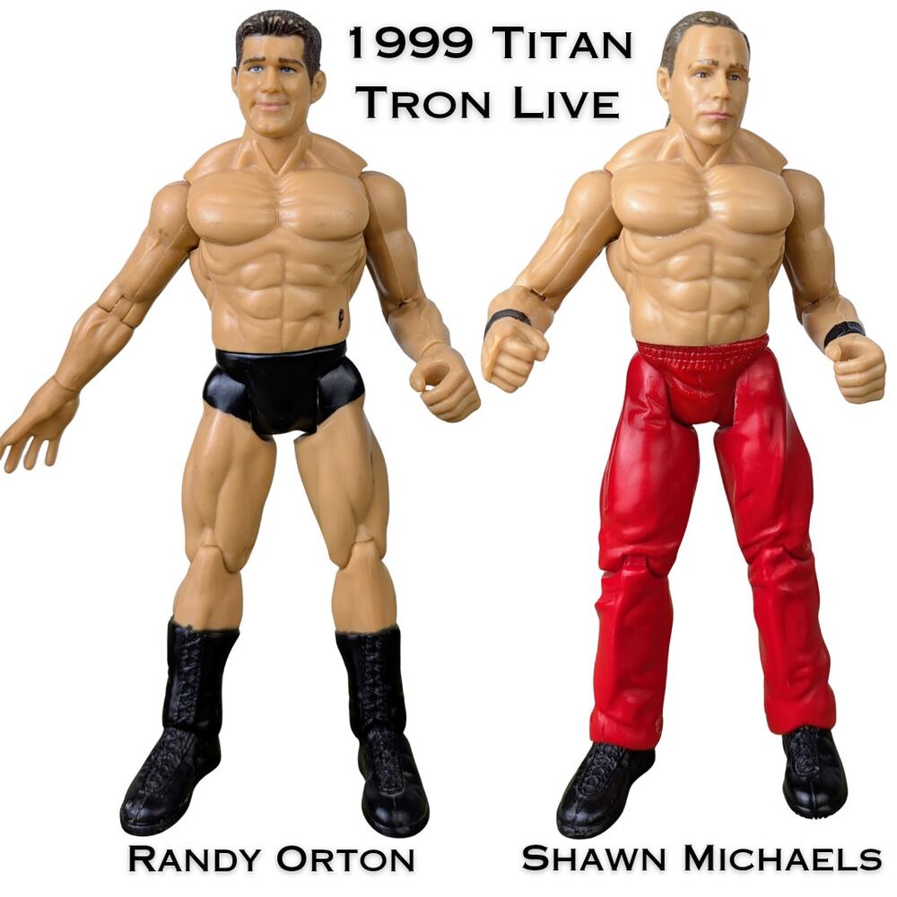 1999 WWE Randy Orton Shawn Michaels Wrestling Figures Titan Tron Live TTL Jakks
